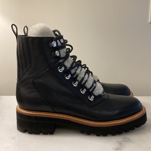 NEW- Marc Fisher Izzie Genuine Shearling Lace-Up Boot - NWT - Picture 2 of 6